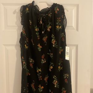 Black sharagano dress with yellow&red flowers